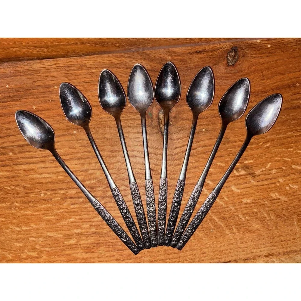 O Rogers Deluxe Stainless Steel Oneida Set of 8 Ice Tea Spoons